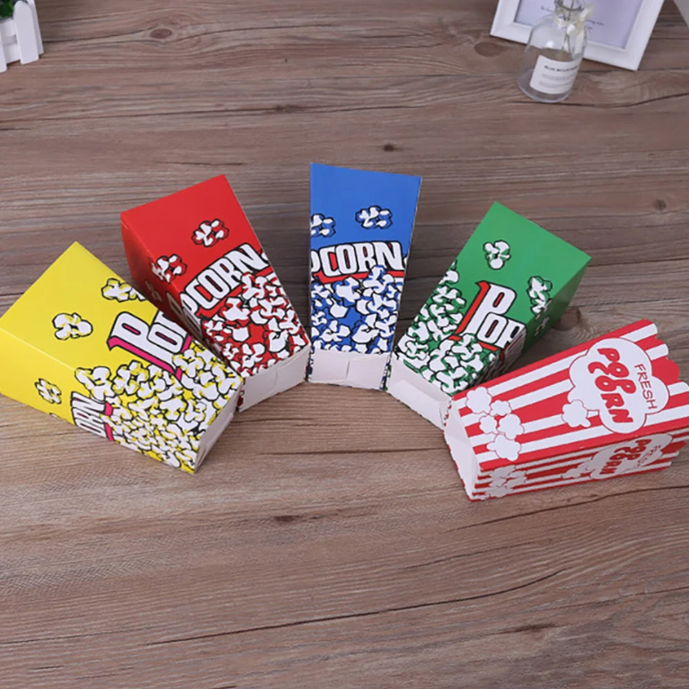 

1 Set 100Pcs Folding Paper Boxes Disposable Popcorn Packing Bags (Random Color)