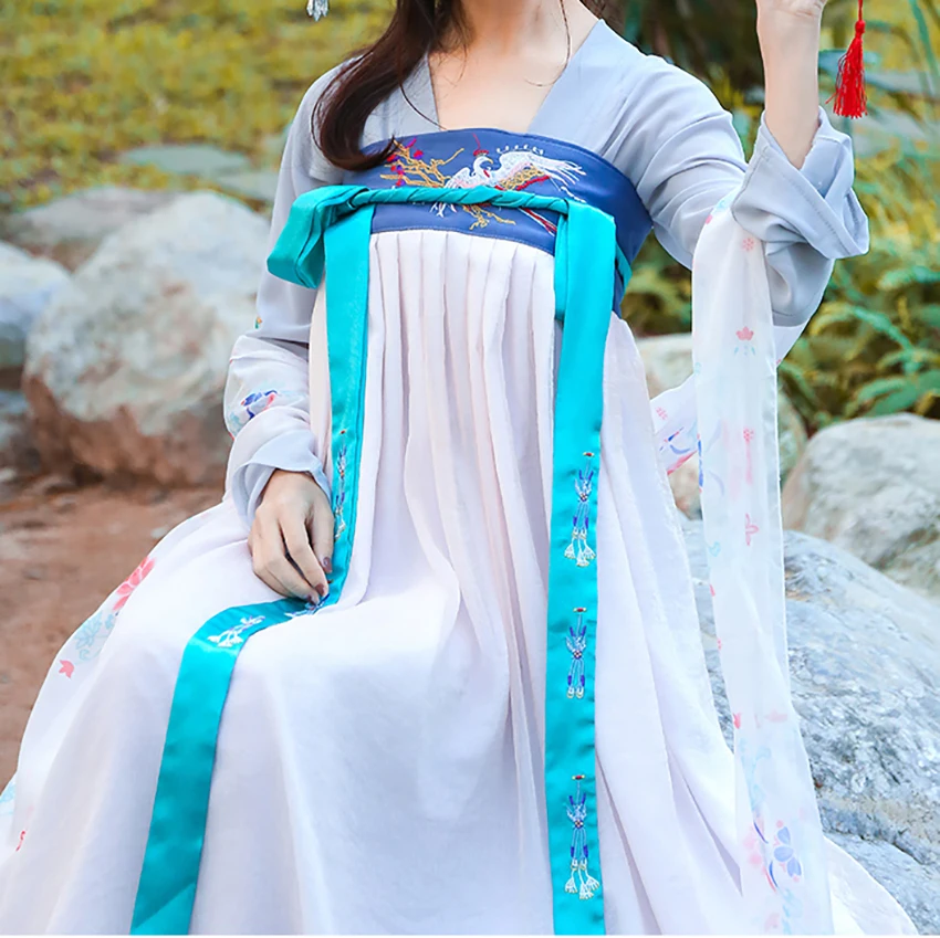 Hanfu костюм для китайских танцев, традиционный Древний китайский костюм для женщин, народное платье, праздничная одежда для выступлений