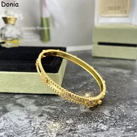 donia jewelry european and american fashion four leaf flower copper micro inlaid zircon ladies flower bracelet luxury bracelet