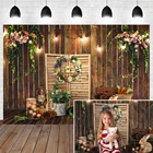 Mocsicka Пасхальный деревянный фон для детской фотосъемки портрет дети торт разбивать баннер кролик Декор трава фон весенний цветок Фотостудия