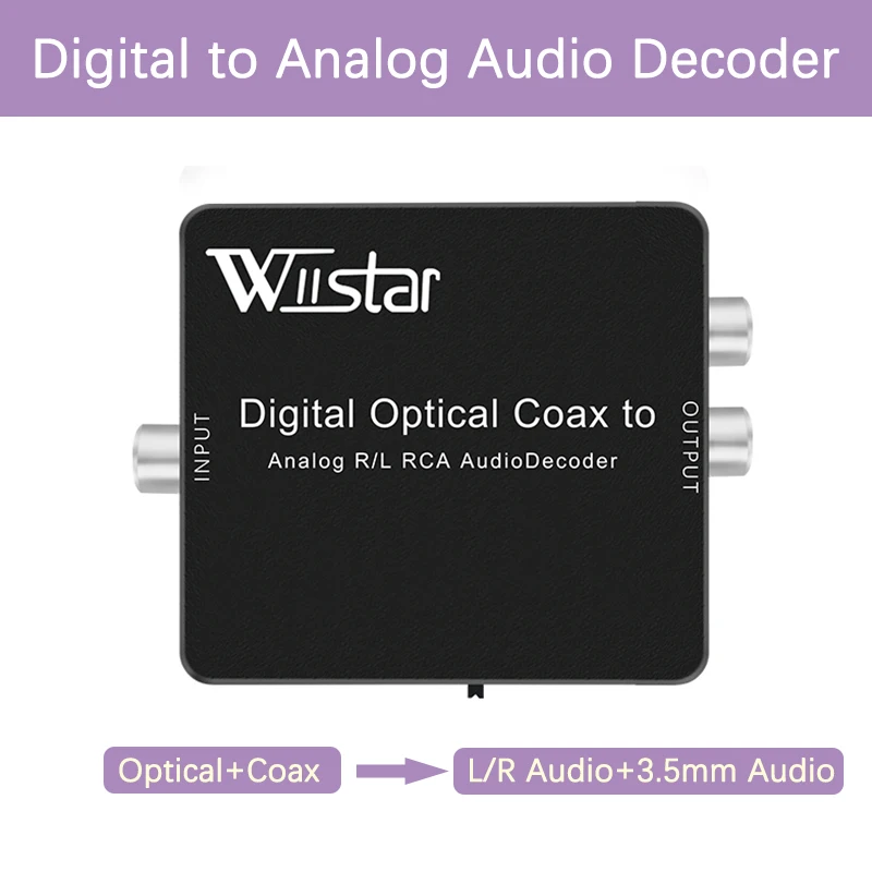 Wiistar цифро-аналоговый аудио преобразователь декодер цифровой оптический Coax Toslink