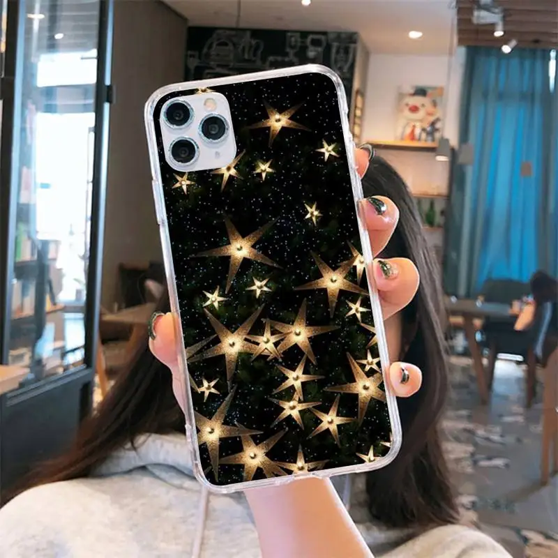 

Bling stars Painted Phone Case Transparent for iPhone 6 7 8 11 12 s mini pro X XS XR MAX Plus cover funda shell