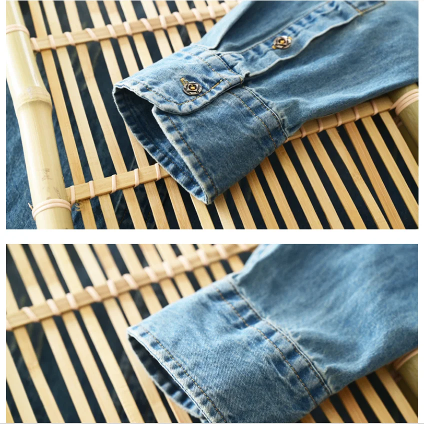 

2020 New style Male spring slim fit pure cotton Denim shirt with long sleeves/Men's High quality lapels punk style Casual shirts