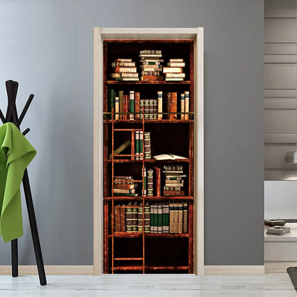 3d декоративная настенная наклейка s пвх дверная винтажная деревянная книжная