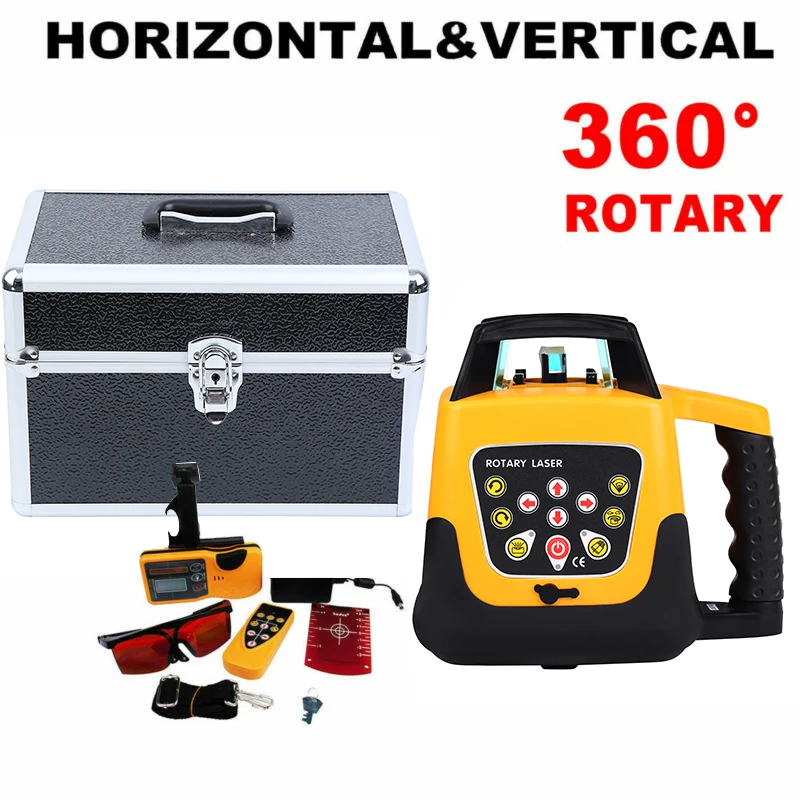 

Автоматический самонивелирующийся Вращающийся лазер Honhill, вращающийся на 360 градусов лазерный уровень, диапазон 500 м, красный/зеленый, для п...