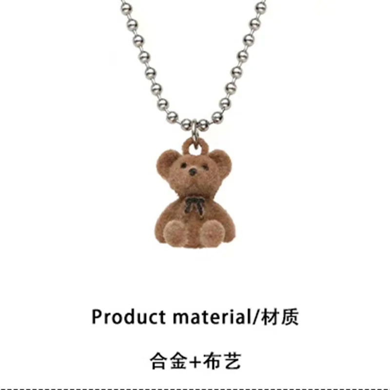 Teddy Bear Pendant Necklace for Girls Women Korean Fashion Kawaii Long Sweater neck Chain Necklaces Cute collar Jewelry | Украшения и