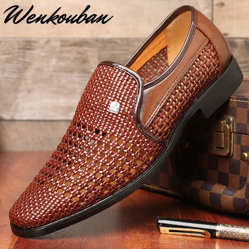 Мужские кожаные сандалии летняя повседневная обувь мужские слипоны фальшивые