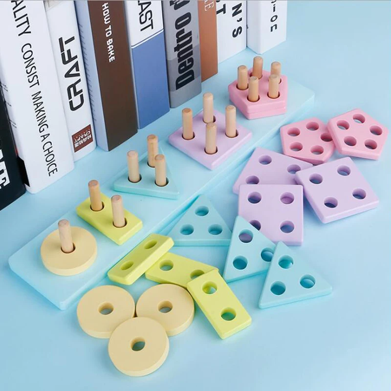 

Educational Wooden Color perception geometry Shape Cognitive Matching Game Puzzle Blocks Montessori Kids Baby Educational Toys