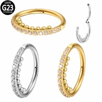 g23 titanium segment hinged lip earrings zircon inner ball helix daith septum clicker nipple ear cartilage piercings jewelry