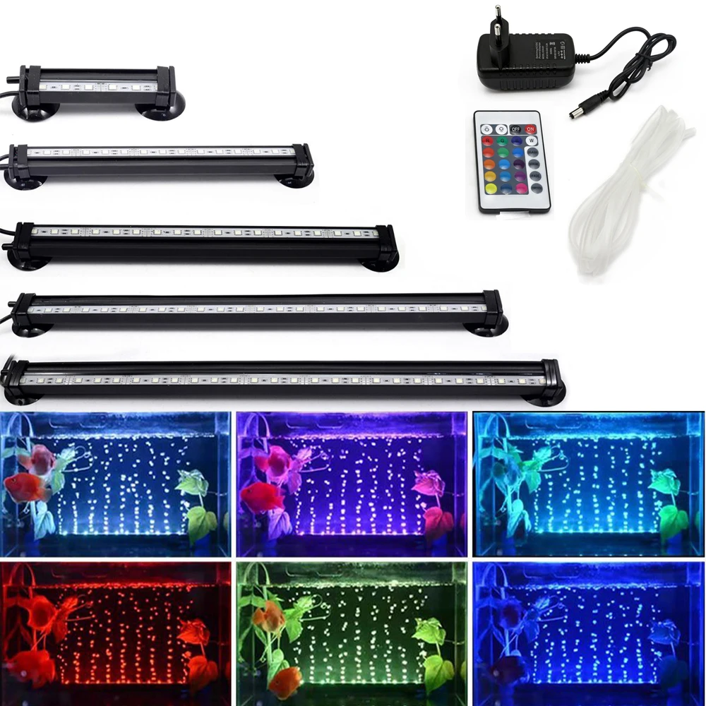 

12-46CM 5050 RGB LED Aquarium Light Fish Tank Submersible Light Aquatic Air Bubble Oxygenation Lamp EU US Plug Fish Tank Light