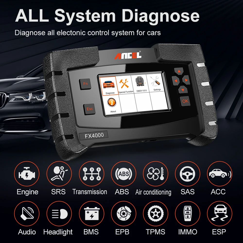 Диагностический сканер Ancel FX4000 OBD2 профессиональный прибор для диагностики