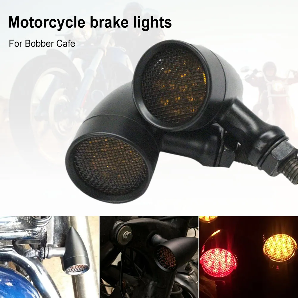 

2pcs Motorcycle Turn Signal 12V Vintage Bullet Blinker LED Driving Light Indicator Front Rear Aluminum Shell for Bobber Cafe