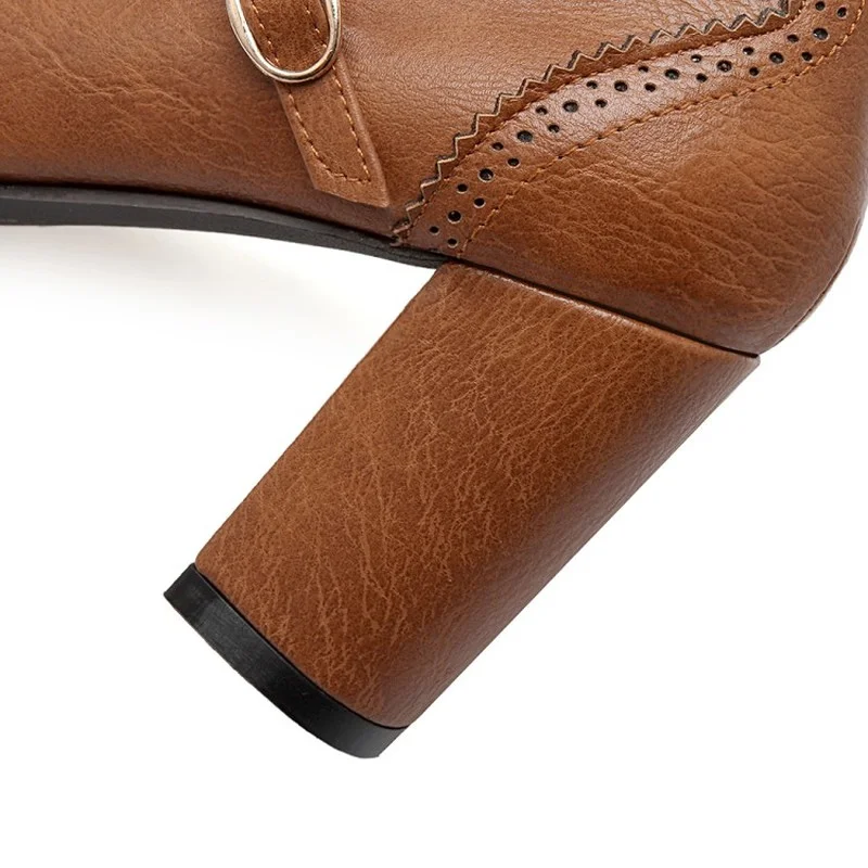 FXYCMMCQ 2021 New Spring Autumn High Heel Women's Single Shoe T Belt Roman Style-303