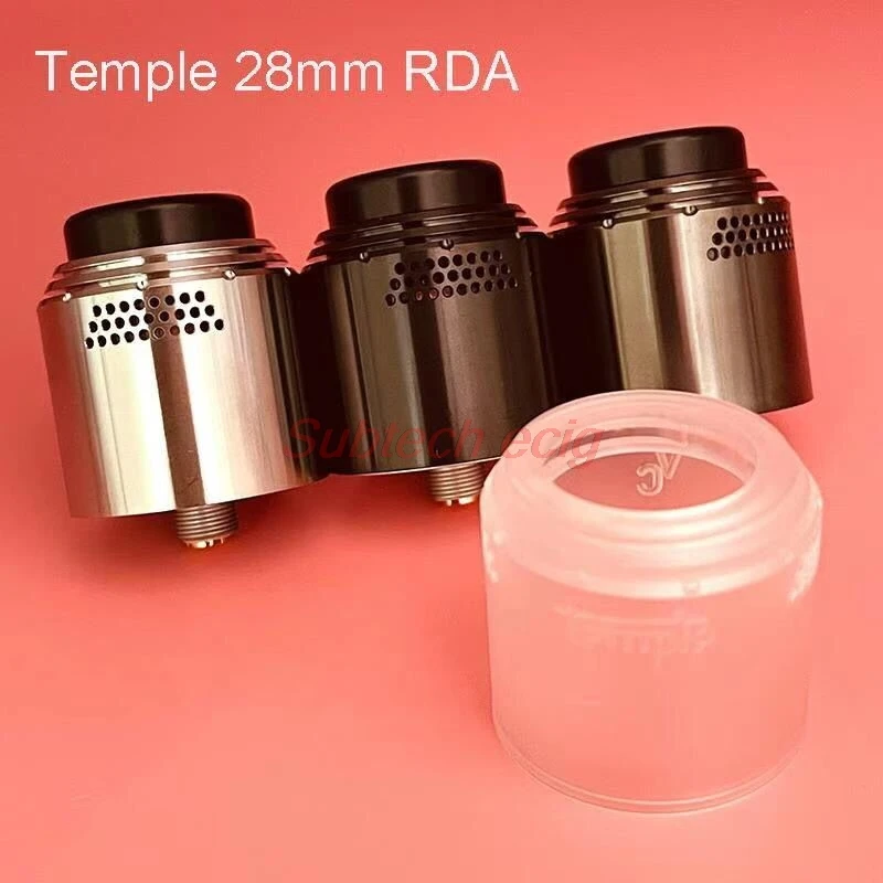 

Newest TEMPLE 28MM RDA Rebuildable Squonk BF Atomizer Tank Top Filling Wide 810 Drip Tip For 510 Vape Box Mod VS Warhead RDA