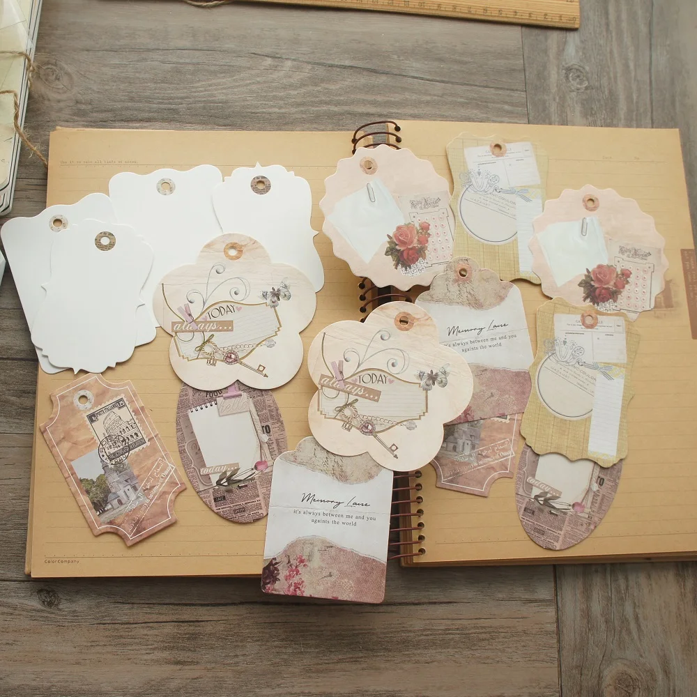 Большой размер 16 шт. бумажные бирки Ретро цветок круглая форма дизайн упаковки