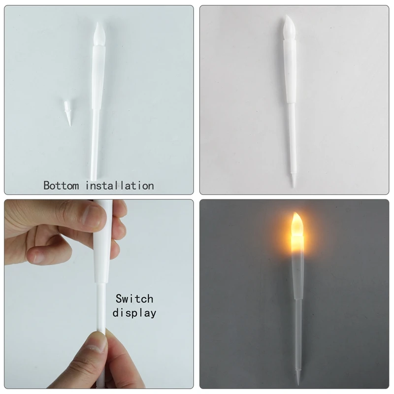 

8PCS Plastic LED Candle Lights with Battery,Can Plug-in Electronic Pole Candles for Party Accessories,White-ABUX