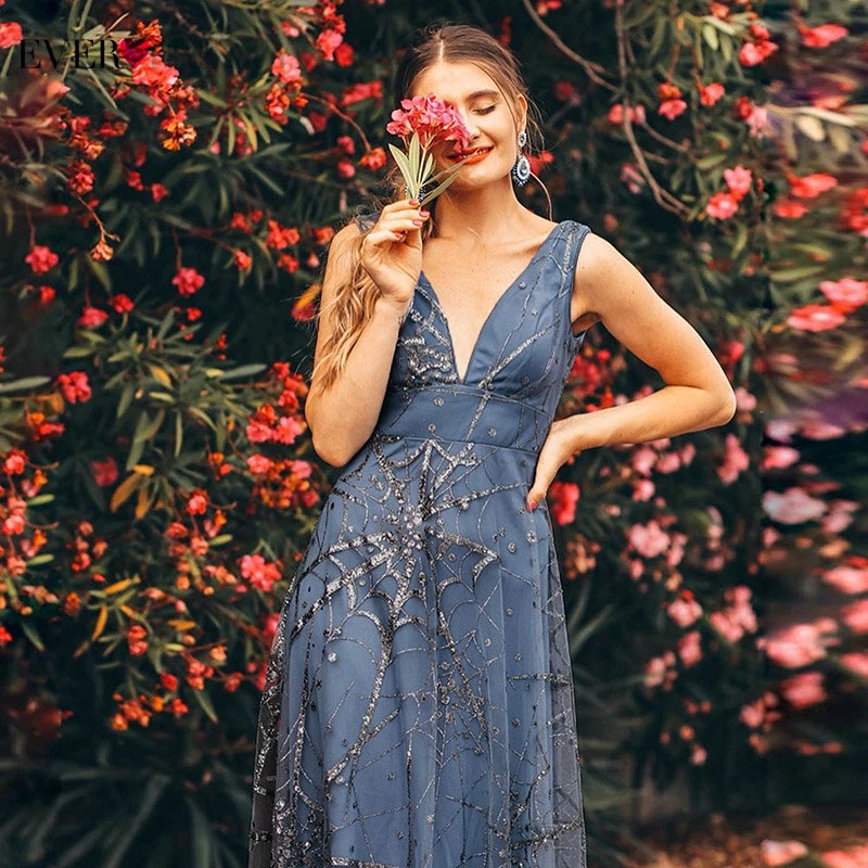 Женские вечерние платья без рукавов Ever Pretty трапеции с глубоким V образным вырезом