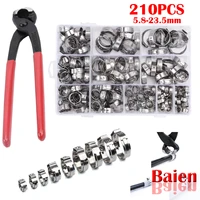 210pcs single ear stepless hose clamps 5 8 23 5mm 304 stainless steel hose clamps cinch clamp rings for sealing kinds of hose