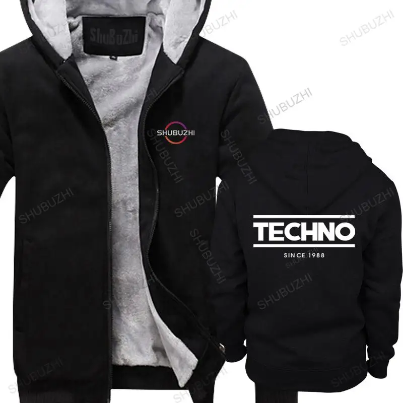 

new fashion hoodie homme winter jacket New winter jacket Detroit Techno 1988 hip hop printed T men funny print fleece hoody