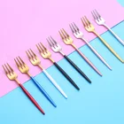 Вилки для фруктов из нержавеющей стали 304, 1 шт., разноцветные чайные вилки черного и золотого цвета, набор для столовая вилка, отеля, вечеринки, ресторана, вилка для улиток