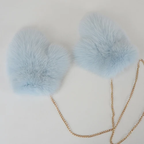 light blue Новые брендовые зимние женские меховые перчатки с натуральным лисьим мехом, теплые меховые перчатки из натурального Лисьего меха, модные меховые перчатки для девочек - Цвет: light blue