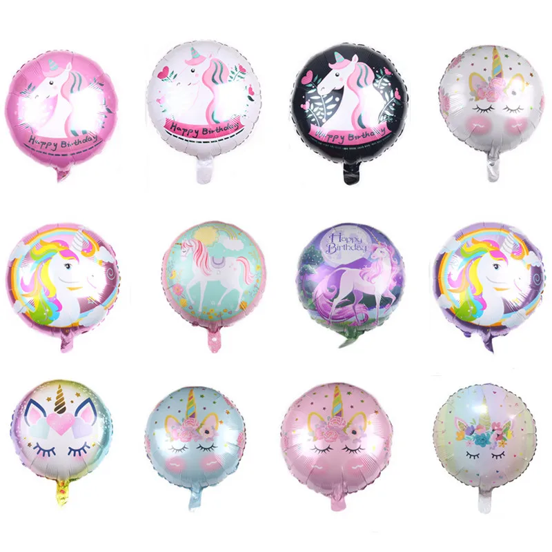 

18 Inch Round Unicorn Balloon Cartoon Animal Aluminum Foil Decoration Balloon Children Birthday Party Wedding Stage Balloon