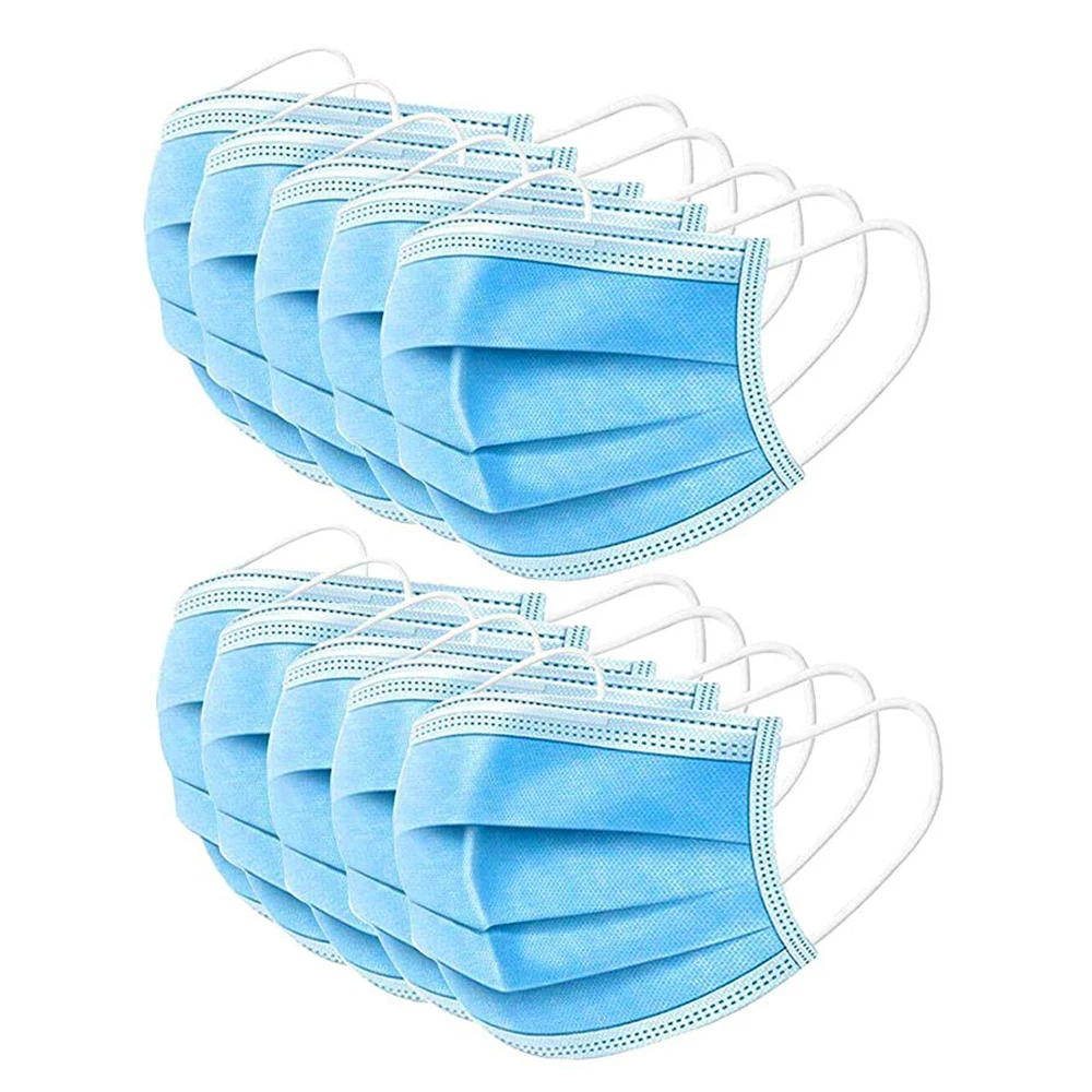 50Pcs/100pcs Mask Disposable Nonwove 3 Layer Ply Filter mouth Face mask filter safe Breathable dustproof Protective masks | Безопасность