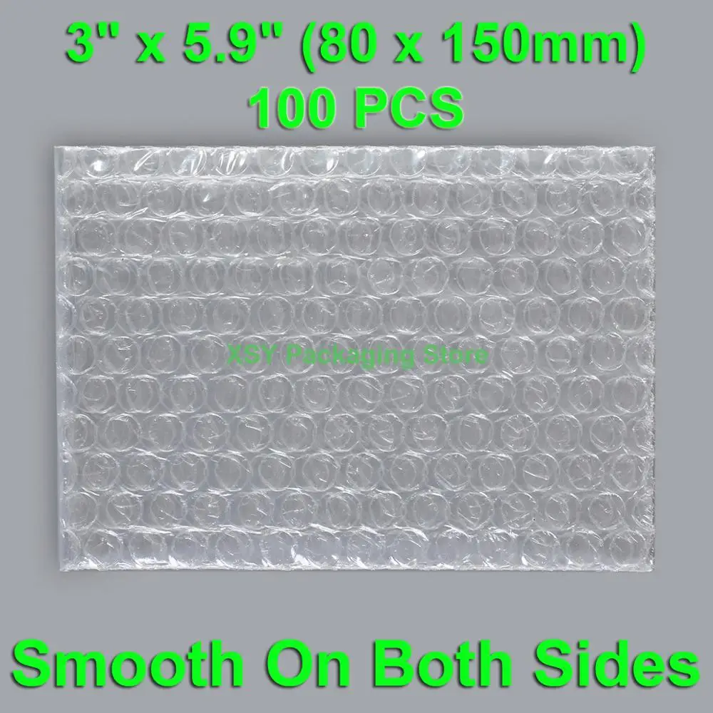 100 шт 3 "x 5,9" (80x150 мм) пузырчатые мешки гладкие с обеих сторон Прозрачные Полиэтиленовые упаковочные конверты с открытым верхом от AliExpress WW
