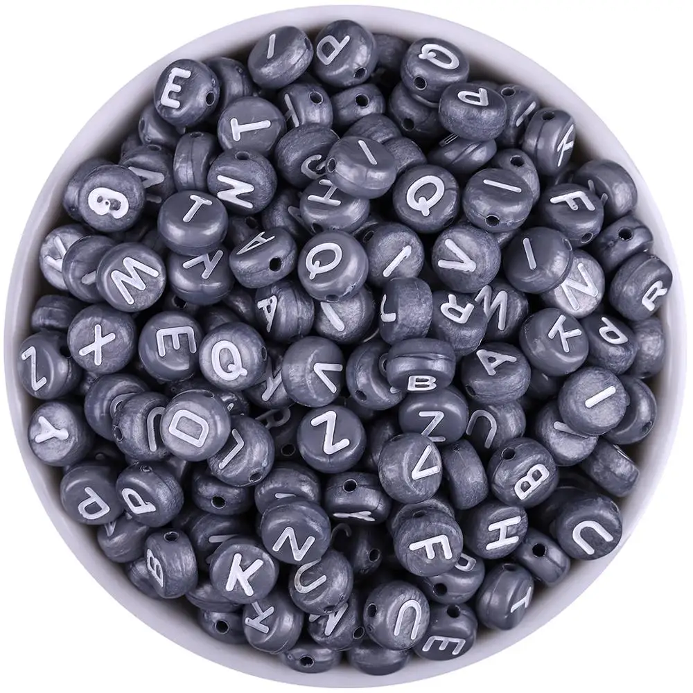 100 шт/партия светлые черные разноцветные акриловые буквы бусины 4*7 мм для