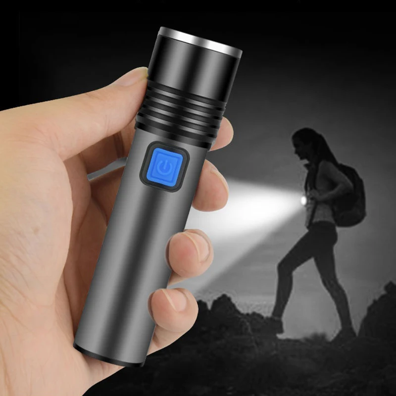 

Mini Portable Q5 LED Flashlight USB Charging Battery Operated Torch Waterproof Zoom Flash Light for Outdoor Camping Lighting