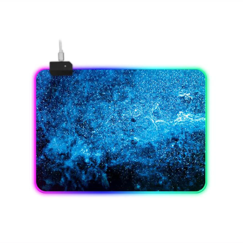 350x250x4MM Большой размер игровой коврик для мыши RGB светодиодный светильник большой коврик для мыши офисная компьютерная клавиатура Звездный коврик для мыши резиновый противоскользящий коврик для мыши - Цвет: 350x250x4MM