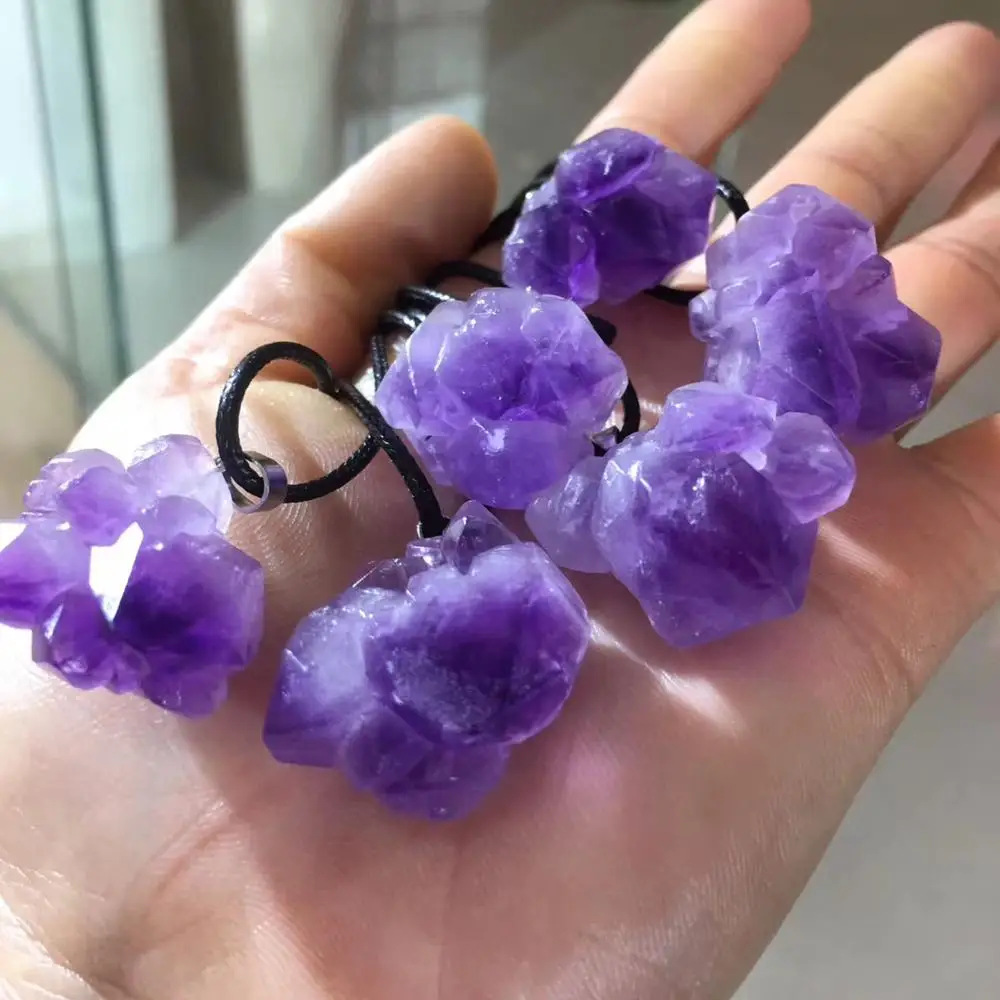 Ожерелье подвеска с натуральным аметистом и грубым кристаллом 1 шт.|Камни| |