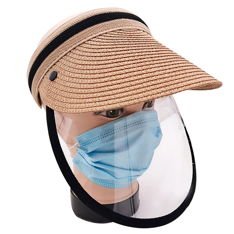

2020 New Summer Sun Straw Hats with Visor Men Women Beach Visors Caps Transparent Plastic Hat Child Visor Caps