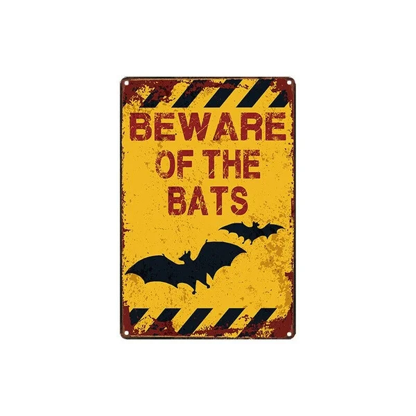 

Metal Tin Sign Beware of the Bats Coffee Bar Decoration Home Decor