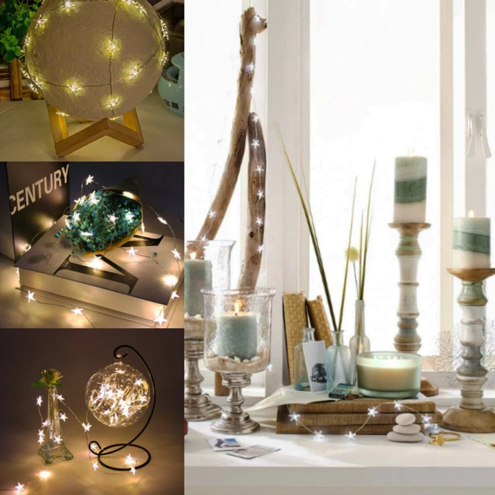 

3 м 30 светодиодов s 5 м 50 светодиодный s, светодиодный аккумулятор, пятиконечная лампа, фонарь Гипсофилы, подходит для праздничного украшения