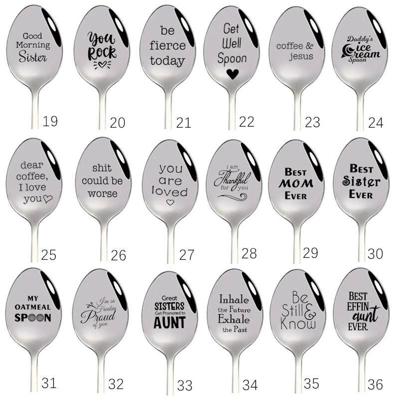 Креативная кофейная ложка из нержавеющей стали индивидуальная надпись