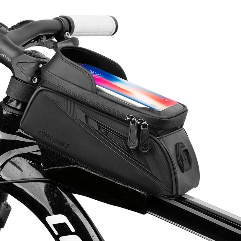 

CoolChange 6.5 Inch Waterproof Bicycle Bag Phone Bike Bag Front Touch Screen Mountain Bike MTB Tube Bags with Headphone Plug
