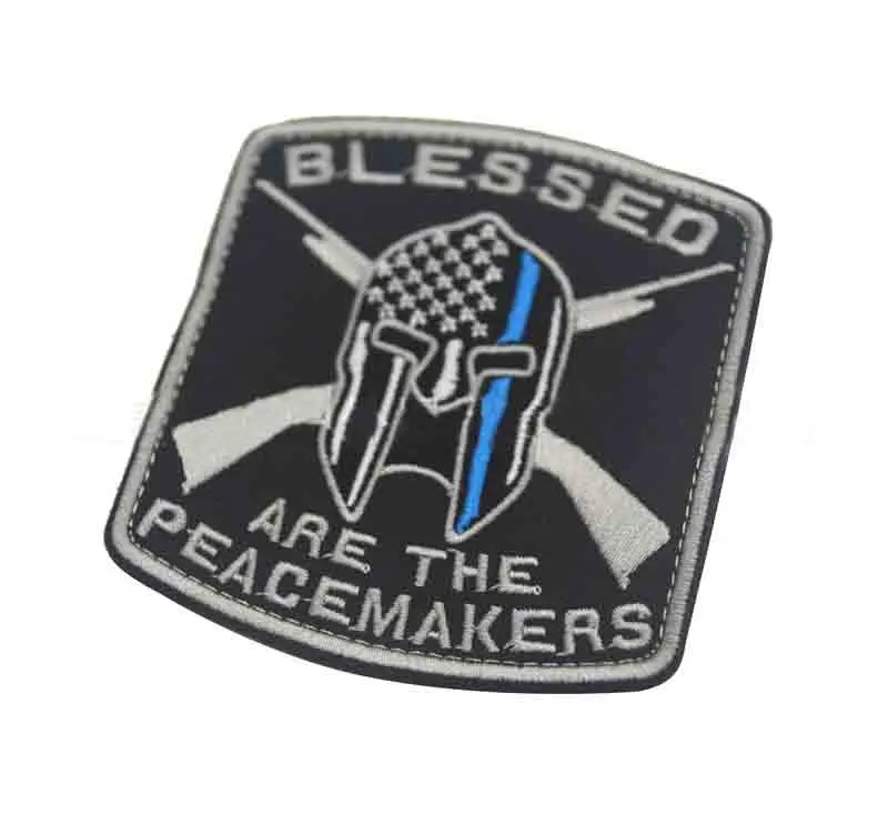 Вышитые благословенные нашивки Peacemakers тонкие синие строчки искусственные для