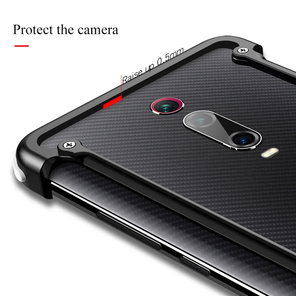OATSBASF Airbag Bumper Metal Case For Xiaomi Redmi K20 Personality Cover Pro |