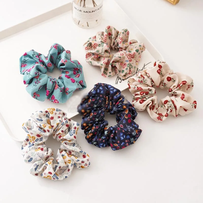 

Rubber Elastic hair Bands Hair Scrunchies Floral Scrunchie Hair Ring Rope Tie Hair Accessories Vintage Ponytail Holder Hairbands