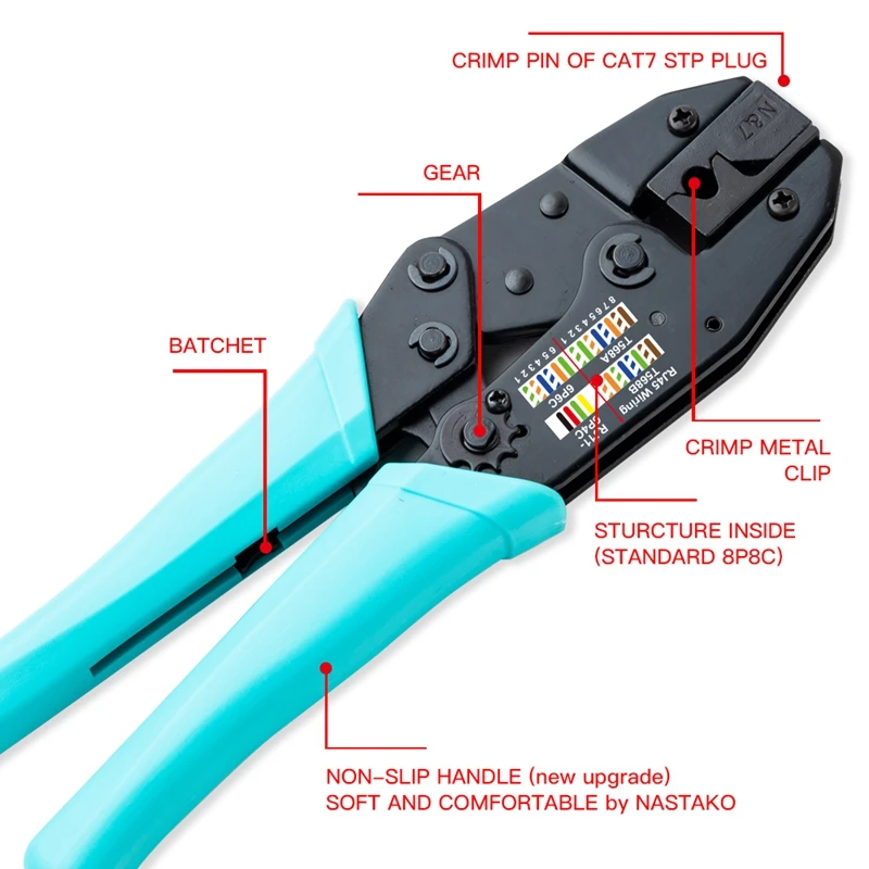 RJ45 инструмент Cat7 щипцы коннектор обжимной для кабеля Cat6A экранированный