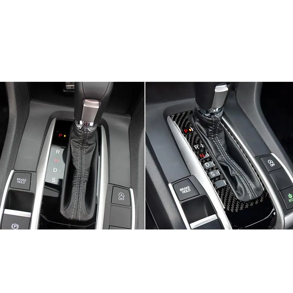 

True Carbon fiber Car Interior Gear Shift Frame Trim For Honda Civic 2016 2017 2018 2019