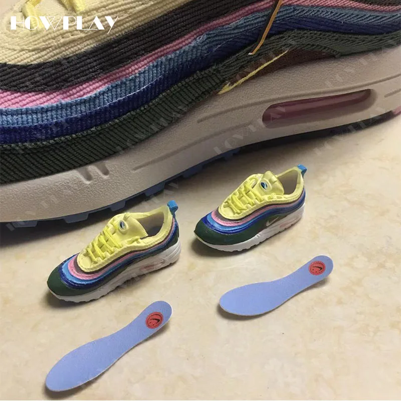 Howplay Mini Sneakers Basketball Shoes Keychain 3D Backpack Pendant Bag Charm AJ1 OW Creative Gifts Keyring for1/6 Soldier Doll