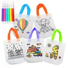 5 шт., детские сумки для рисования сделай сам с рисунком, развивающие игрушки для детей, игрушки для рукоделия с цветным наполнителем, 6 шт. акварельных ручек