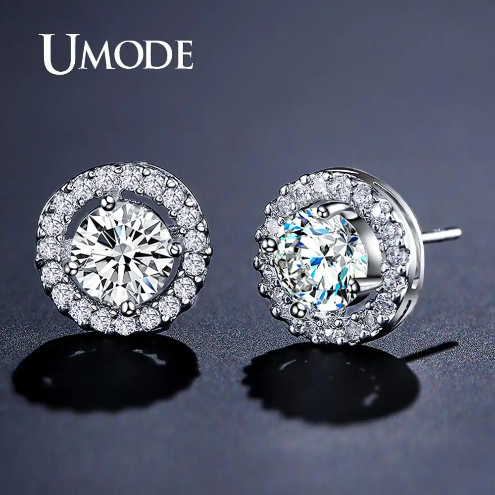 UMODE Высококачественные серьги-гвоздики с фианитами 0,75к класса ААА+ огранки Сердца и Стрелы UE0012