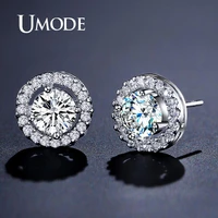 umode round stud earrings 0 75 ct aaa zircon stud earrings for women girls fashion party femme wedding luxury jewelry ue0012b