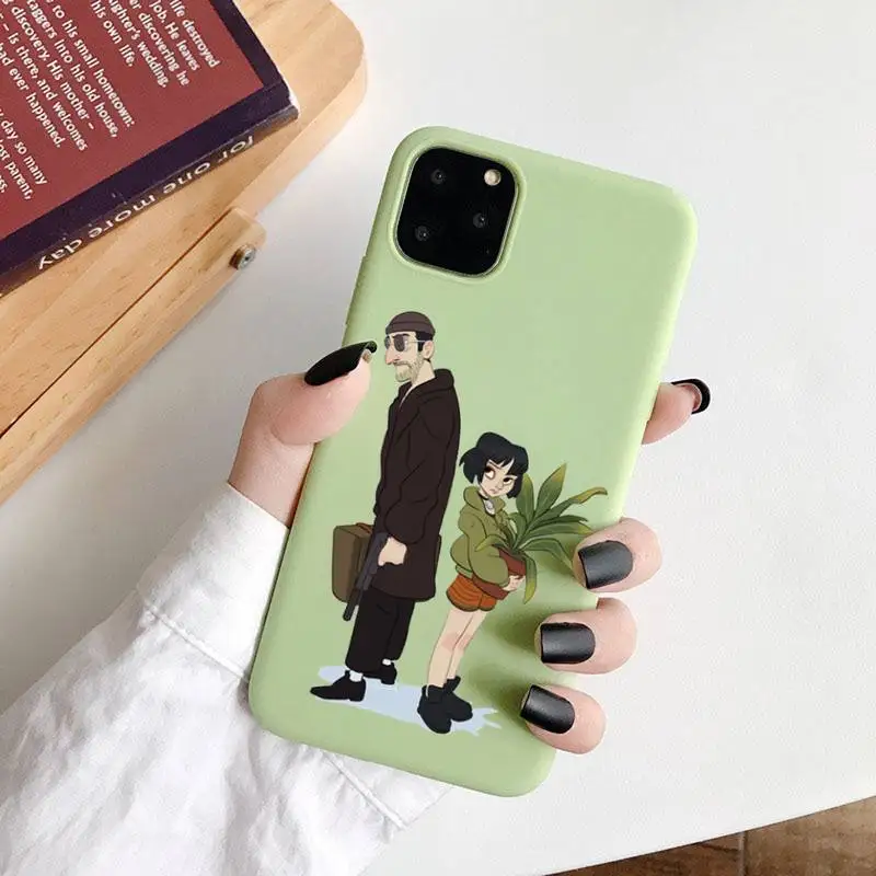 

Movie Leon And Mathilda Phone Case Green Candy Color for iPhone 6 7 8 11 12 s mini pro X XS XR MAX Plus