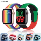 Ремешок Rainbow спортивный силиконовый для Apple Watch band 42 мм 38 мм, черный браслет для Apple Watch 40 мм 44 мм 45 мм 41 мм Series 7 6