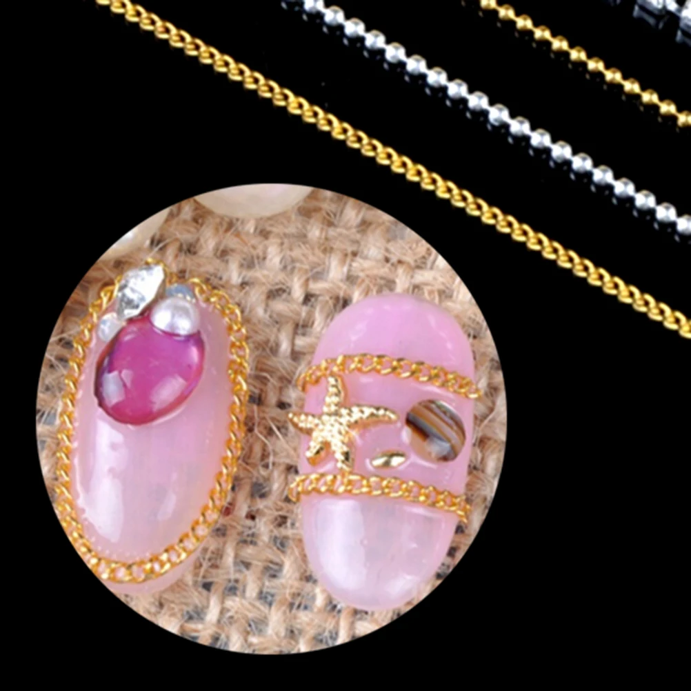 1 м блестящая цепочка для нейл арта наклейки металлическая украшения|Стразы и