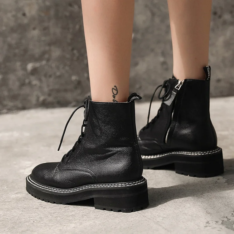 Ботинки martin в Корейском стиле женские ботинки на низком каблуке Новинка 2019 года